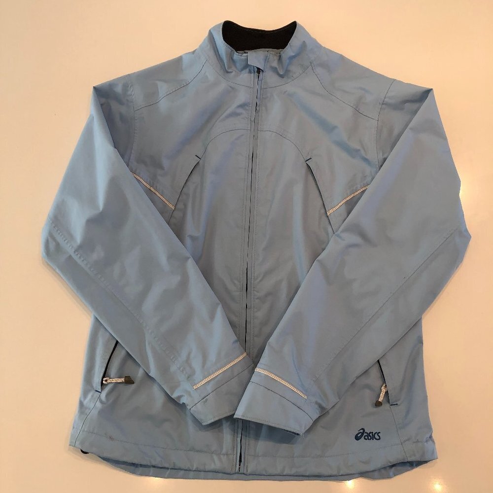 Asics Semi-Fitted Activewear Running/Hiking/Biking Zip Jacket Baby Blue Sz M